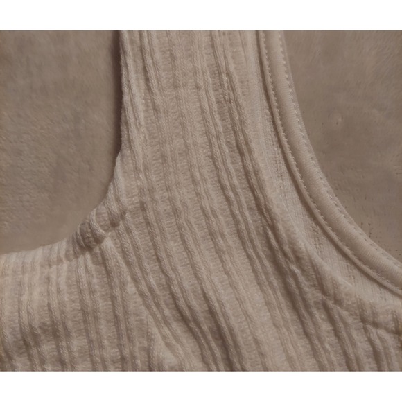 Roxy Womens Cafe Cream "Keep It Wavy" Cropped Lettuce Hem Tank Top Size Medium - Picture 5 of 9